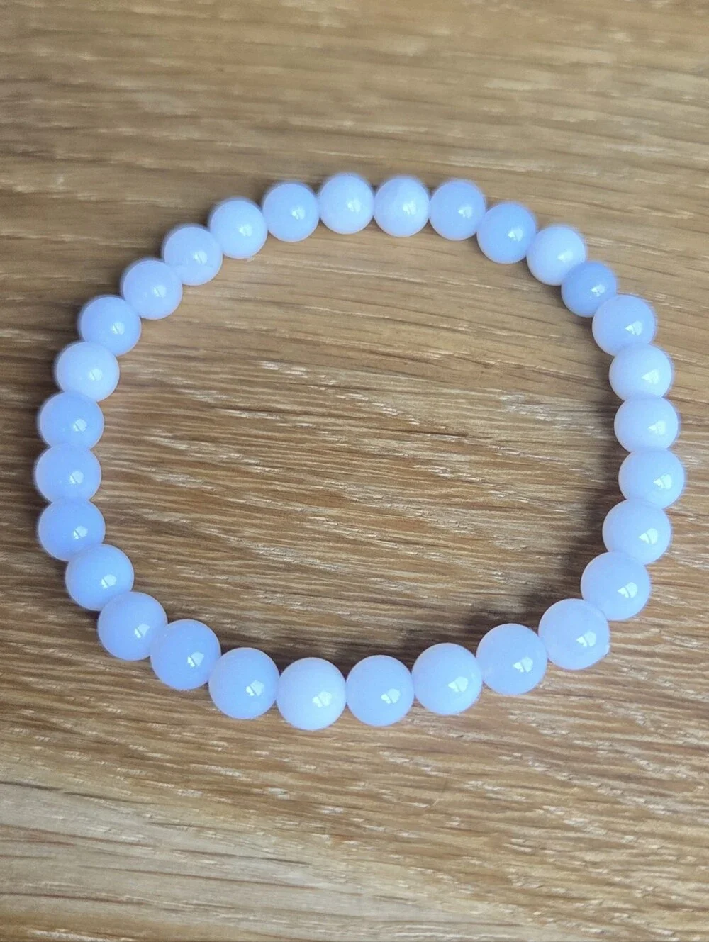 Chalcedony Beaded Stretch Bracelet | Handmade